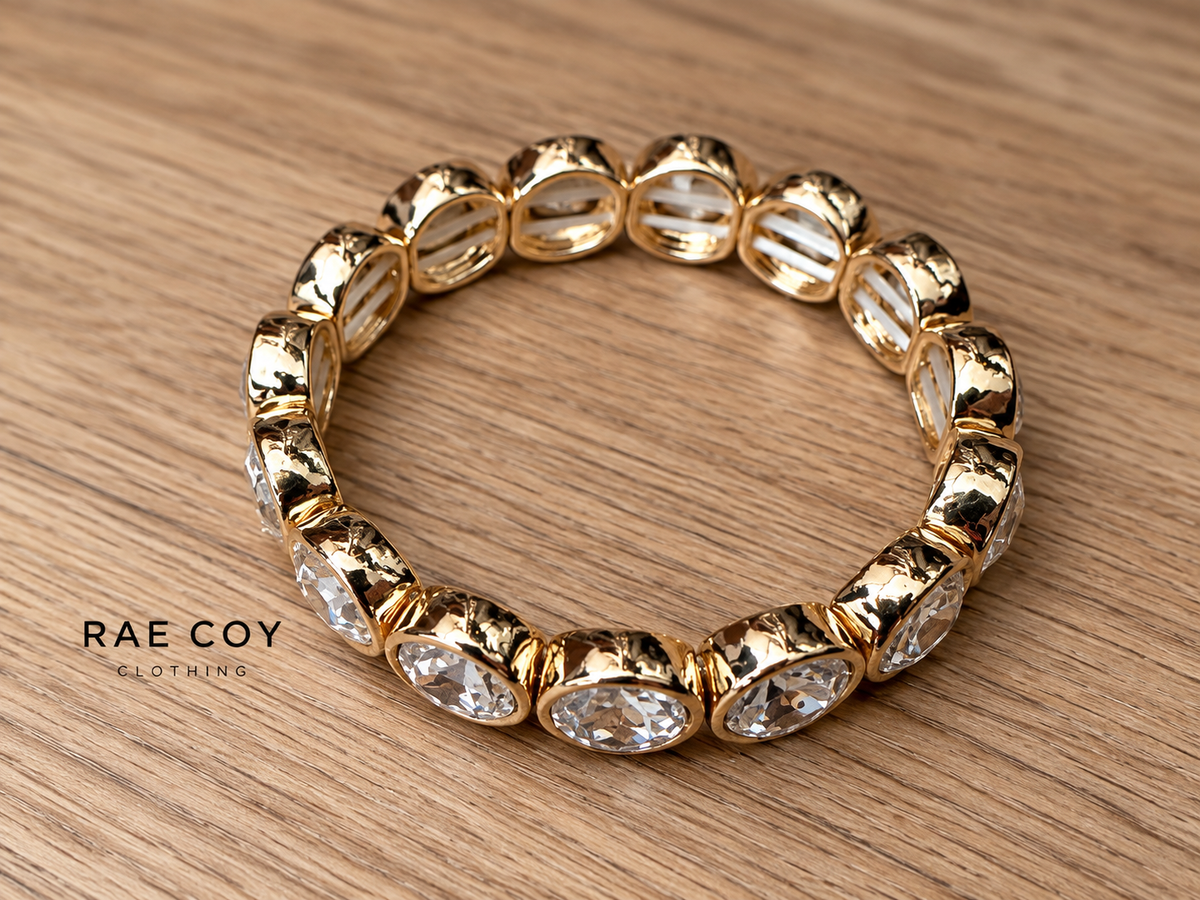 Gold Rhinestone Stretch Bracelet - Final Sale