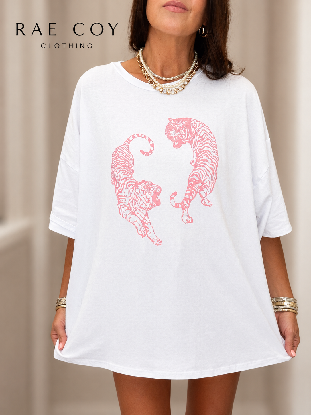 Oversized Tiger Tee - Pink