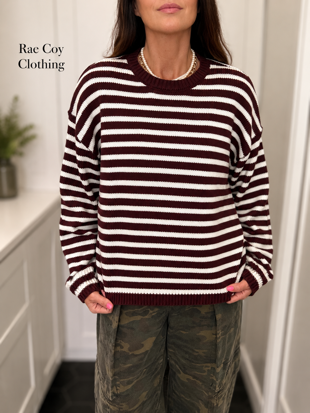 Dark Cherry Striped Sweater