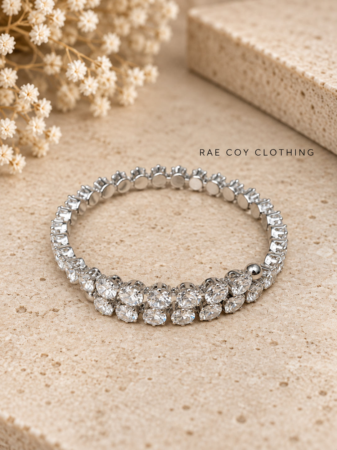 18K Gold Non-Tarnish Cz Glam Bracelet Gold and Silver Stainless Steel - Final Sale