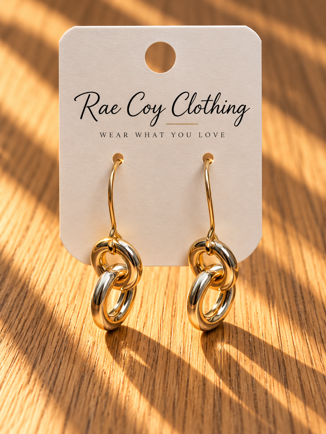 Water Resistant Double Gold Metal Link Earrings - Final Sale