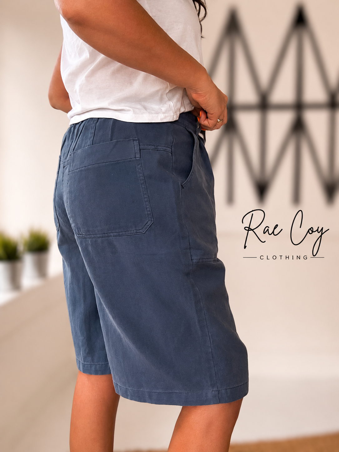 Navy Cotton Drawstring Jorts
