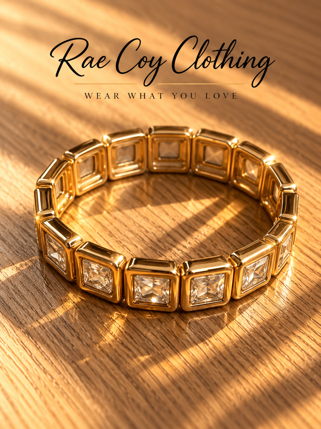 Gold Clear Rhinestone Stretch Bracelet Final Sale