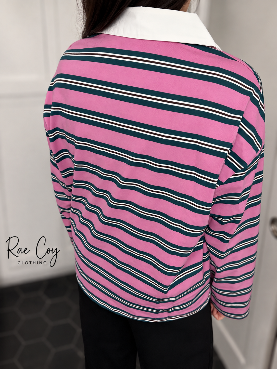 Pink Green Stripe Rugby