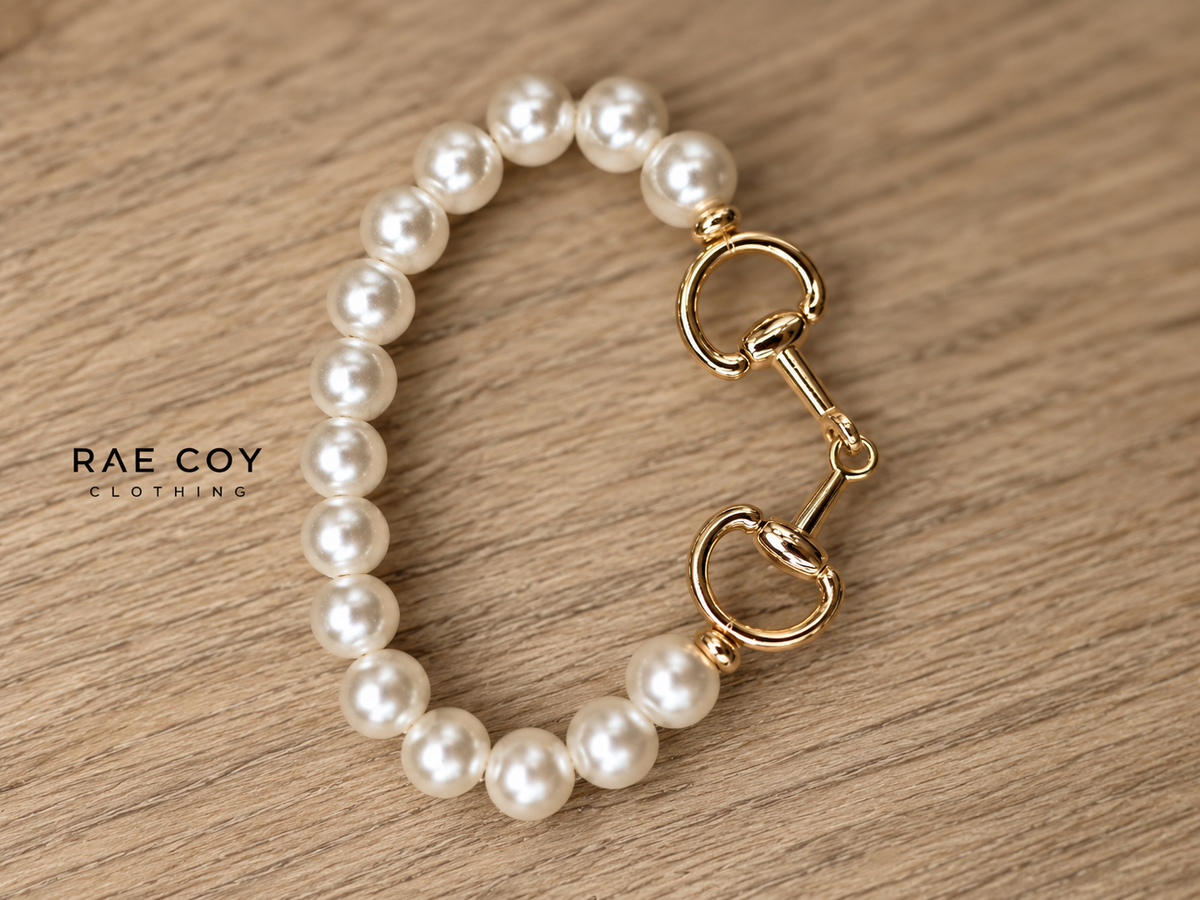 Pearl & Gold Snafflebit Stretch Bracelet - Final Sale