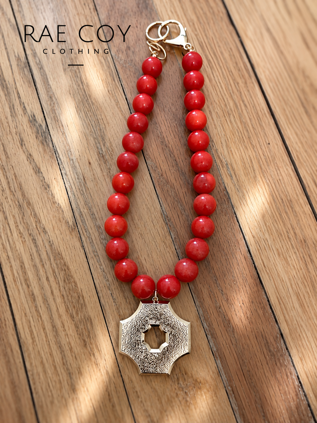 Red Bubble Medallion Acrylic Necklace - Final Sale
