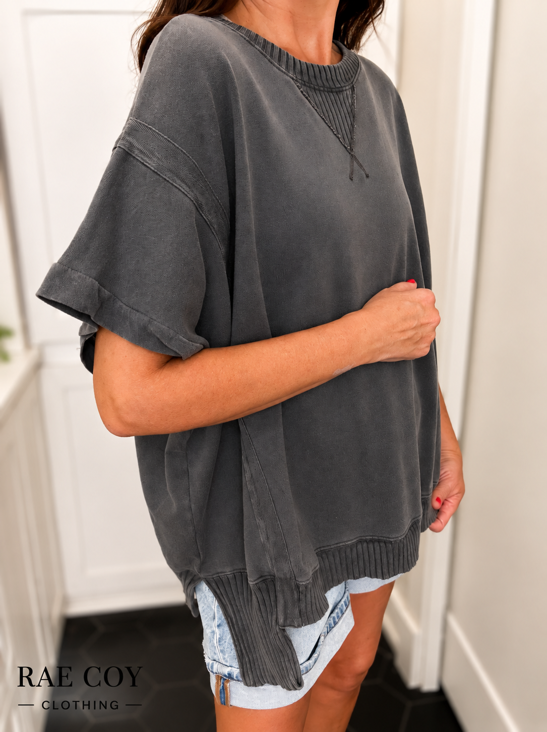 Grey Short Sleeve French Terry Sweatshirt