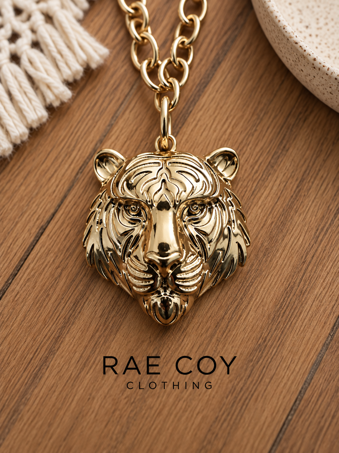 Large Gold Tiger Charm Necklace - Final Sale