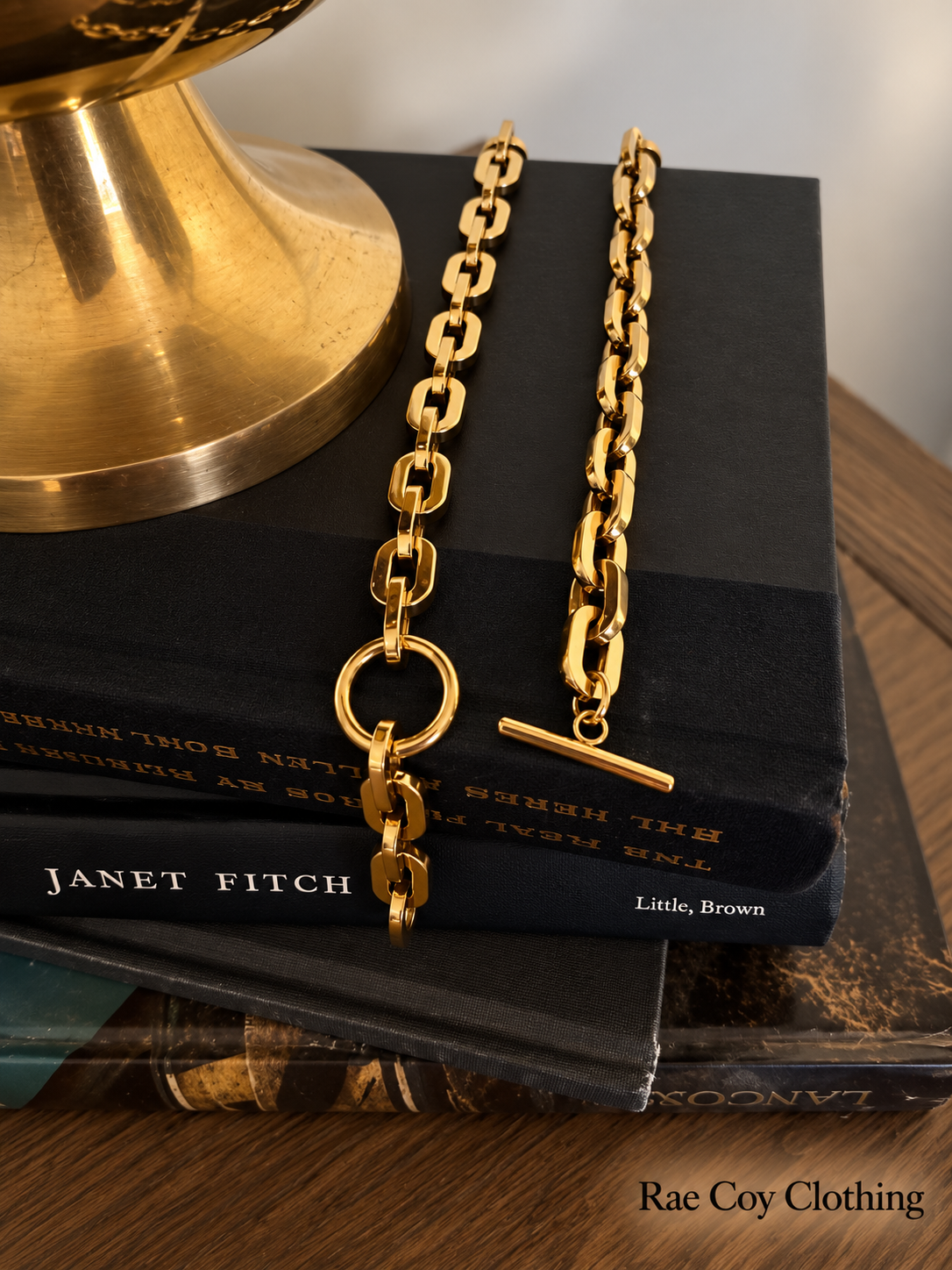 Toggle Closure Chainlink Necklace 18K Gold Plated Stainless Steel 18 inches Water Resistant Final Sale