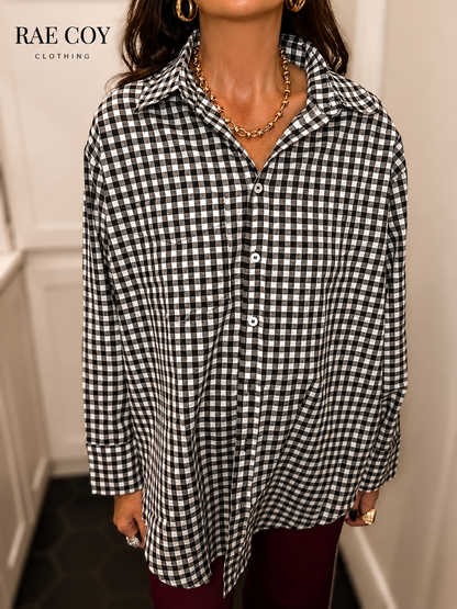 Black and White Gingham Button Down