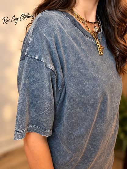 Mineral Washed 100% Cotton Tee Blackberry