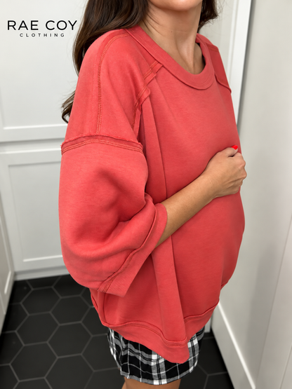 Raglan Short Sleeve Sweatshirt - Tomato Final Sale