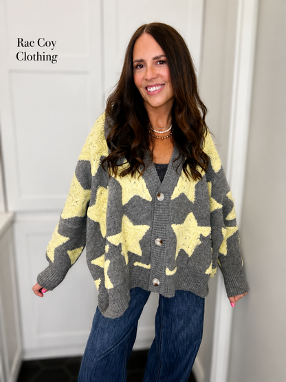 Oversized Yellow Star Cardigan
