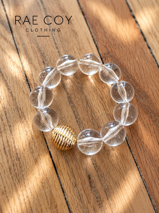 Clear Gold Bead Bubble Acrylic Stretch Bracelet - Final Sale