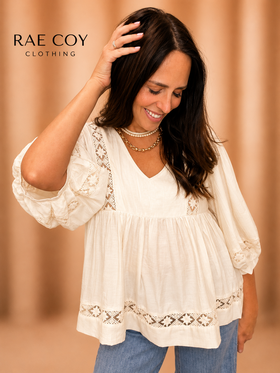 Lace Detail Babydoll Blouse