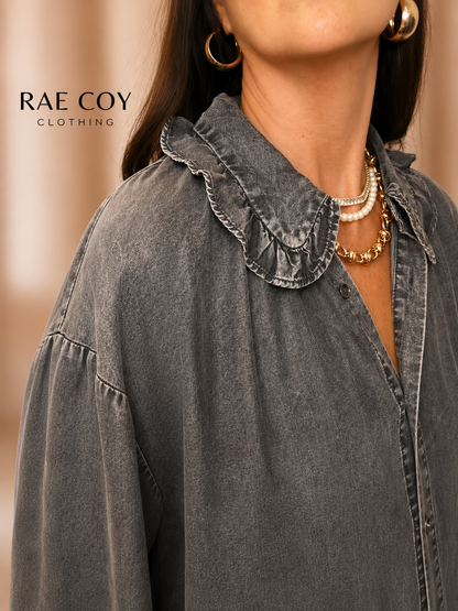 Charcoal Mineral Washed Tencel Button Down