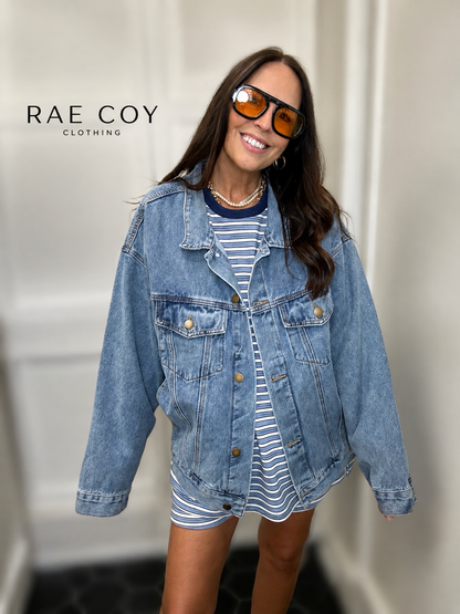Oversized 100% Cotton Denim Jacket