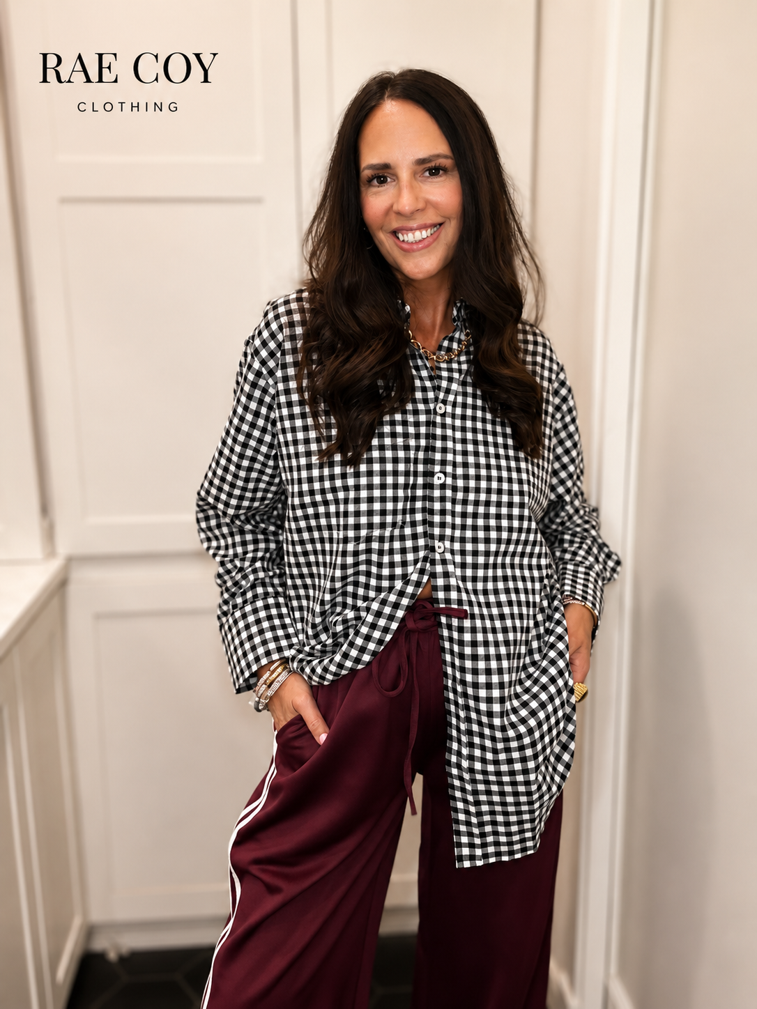 Black and White Gingham Button Down