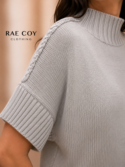 Gray Mineral Washed Mockneck Cotton Sweater