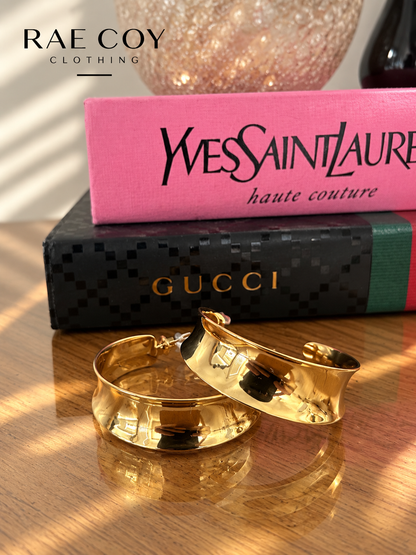 Large Gold Hoops Waterproof- 18K Gold Plated Stainless Steel Water Resistant - Final Sale