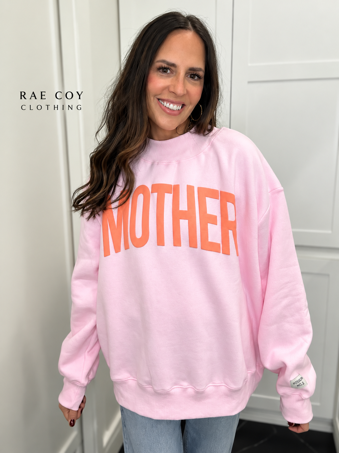 Mother Orange Puff Lettering Mockneck