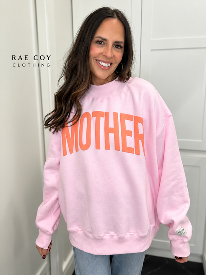 Mother Orange Puff Lettering Mockneck