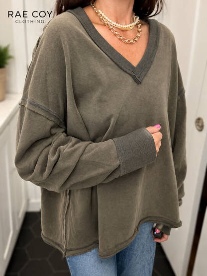 V-Neck Charcoal Pullover