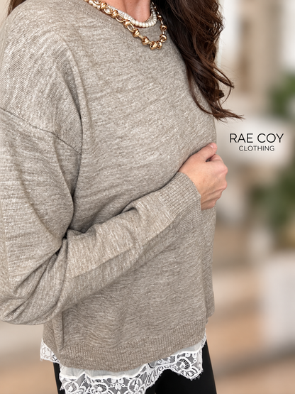 Lace Trim Detailed Lightweight Sweater