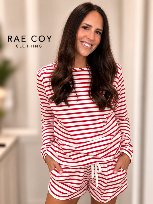 Red Stripe Cotton Lounge Set final sale