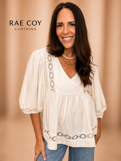 Lace Detail Babydoll Blouse