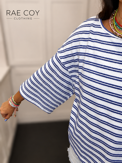 Coastal Blue Stripe Top
