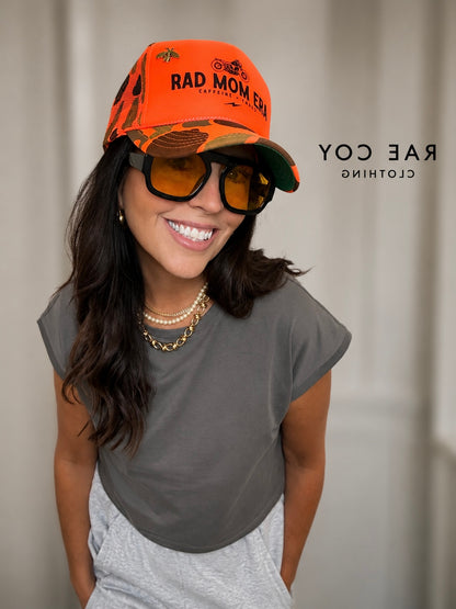 Rad Mom Era Hunters Orange Camo Trucker Final Sale