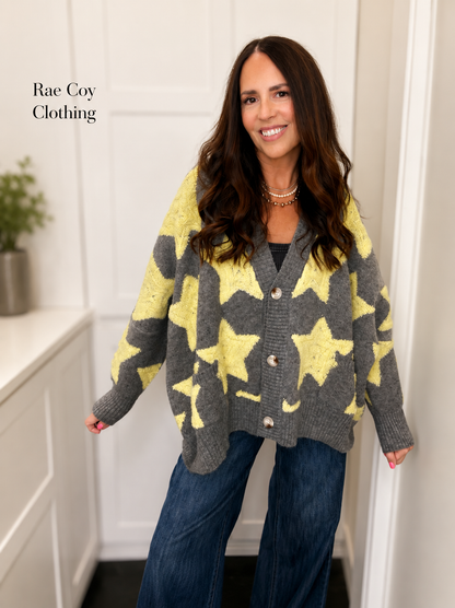 Oversized Yellow Star Cardigan