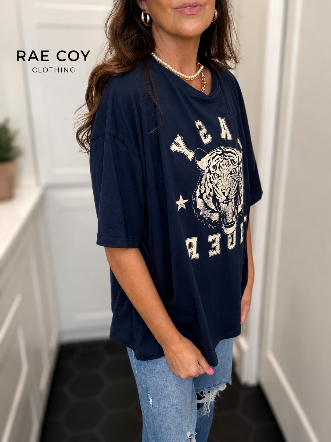 Easy Tiger Oversize Tee - Navy