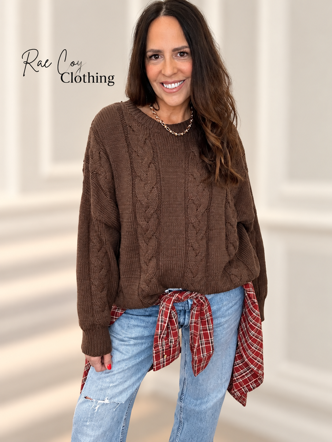 Chocolate - Oversized Cableknit Sweater