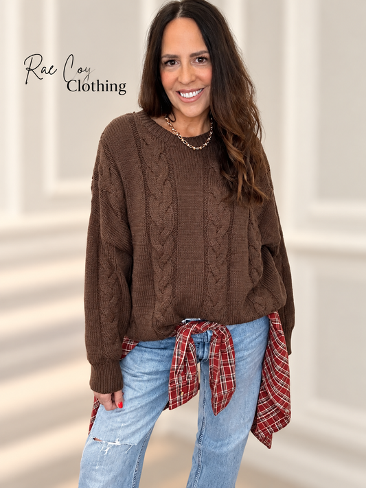 Chocolate - Oversized Cableknit Sweater