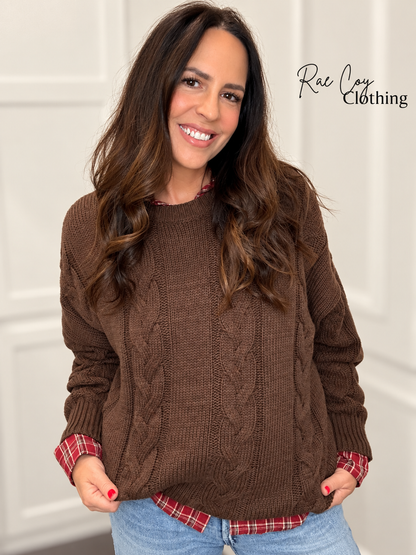 Chocolate - Oversized Cableknit Sweater
