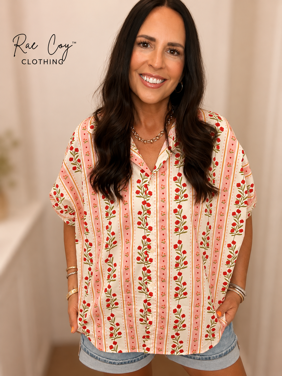 Sweet Bloom Cotton Button Down
