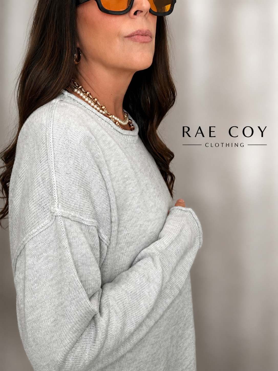 Roll Neck Hem Sweater - Gray