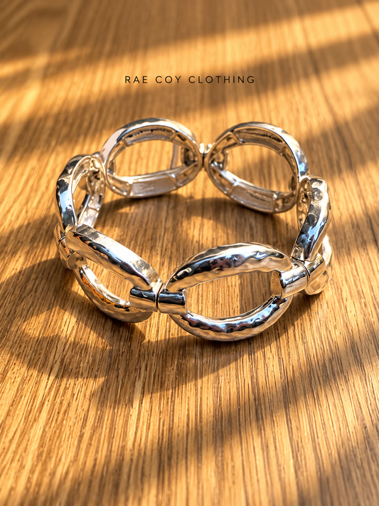 Silver Hammered Stretch Bracelet - Final Sale