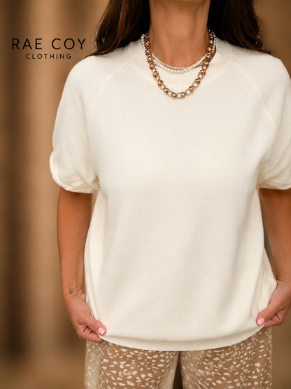 Classic Cream Short Sleeve Sweater