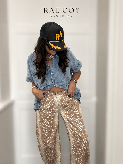 Fawn Print Barrel Pants