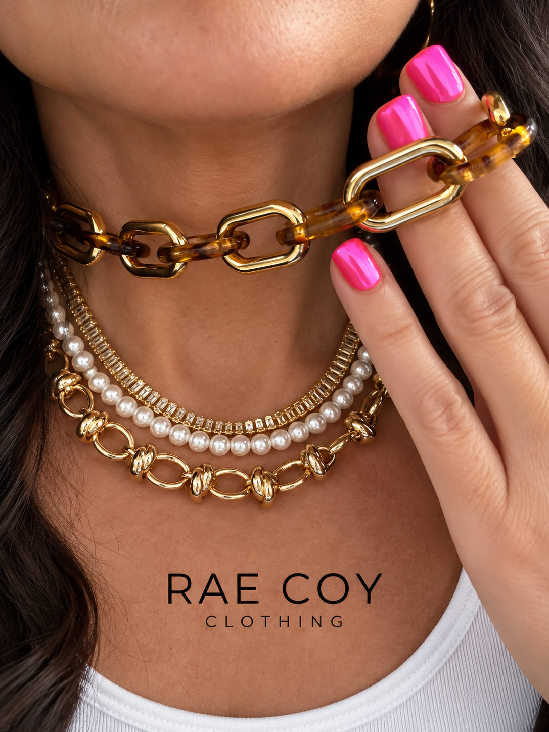 Acrylic Cheetah Gold Chainlink Necklace - Non Metal - Final Sale