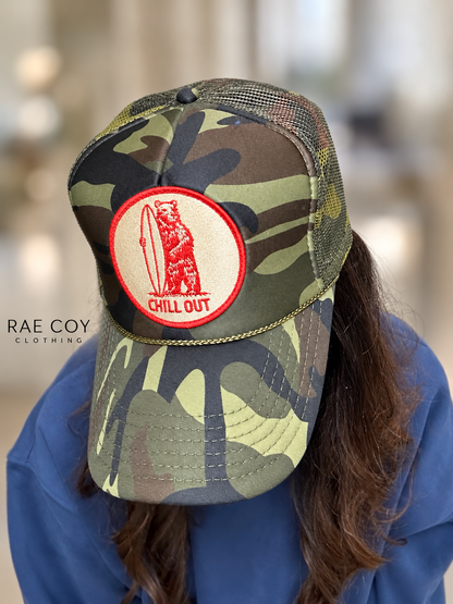 Chill Out Camo Bear Trucker - Final Sale