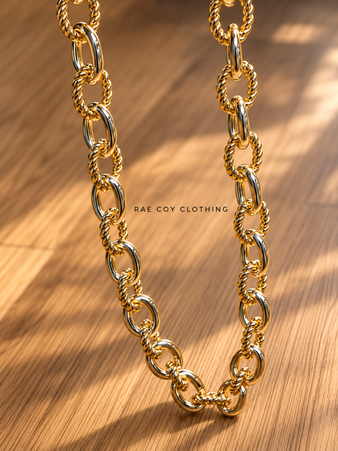Water Resistant Gold and Silver Chainlink Necklace 16-18 inch with Gold Stud Earrings - Final Sale