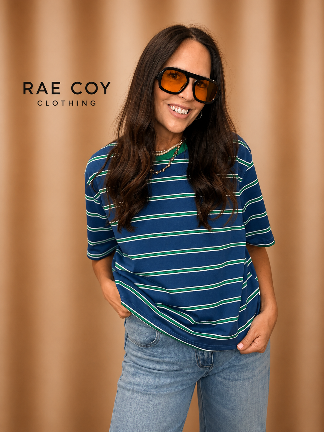 90s Blue Stripe Top