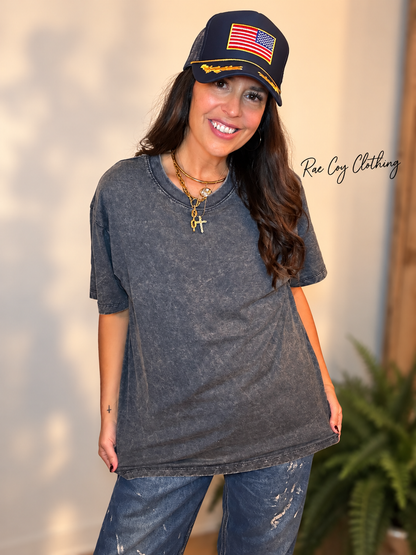 Mineral Washed 100% Cotton Tee Blackberry