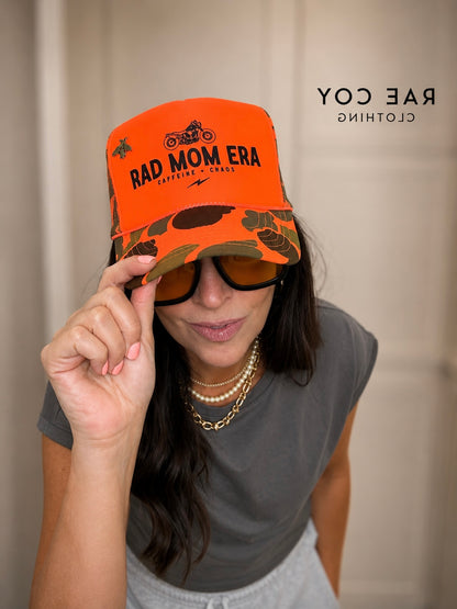 Rad Mom Era Hunters Orange Camo Trucker Final Sale