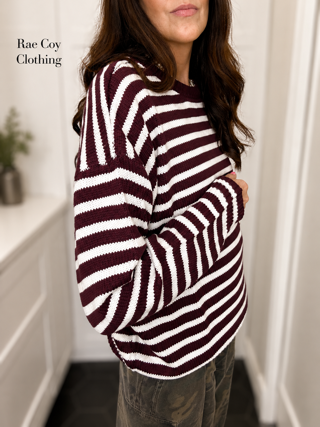 Dark Cherry Striped Sweater