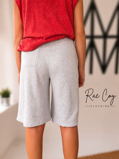 Grey French Terry Drawstring Jorts